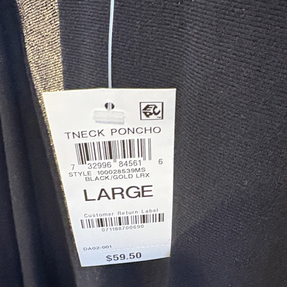 NWT Alfani Black and Silver Women's Poncho Top Size Large - Picture 2 of 4